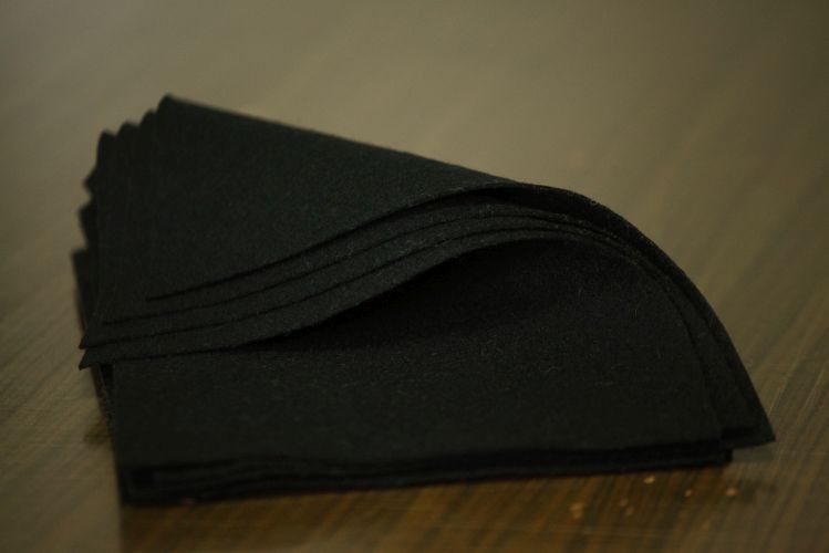 Black colored woolfelt sheet, 100%