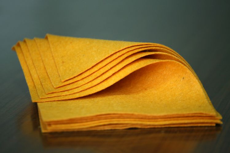 Mango colored woolfelt sheet, 100%